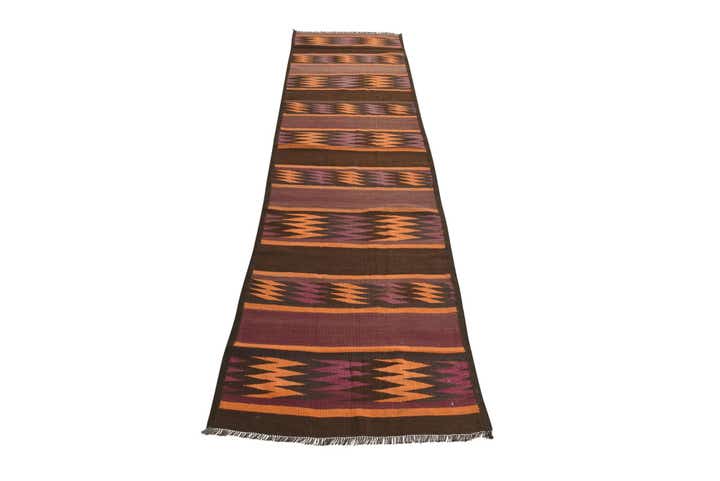 2' 5 x 10' 4 Hand Woven Kilim Fars Wool Runner Rug