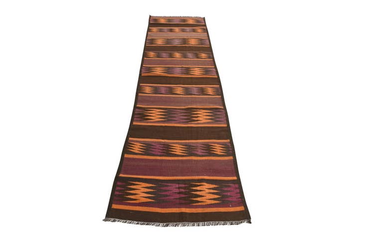 Detail image of 2' 5 x 10' 4 Hand Woven Kilim Fars Wool Runner Rug