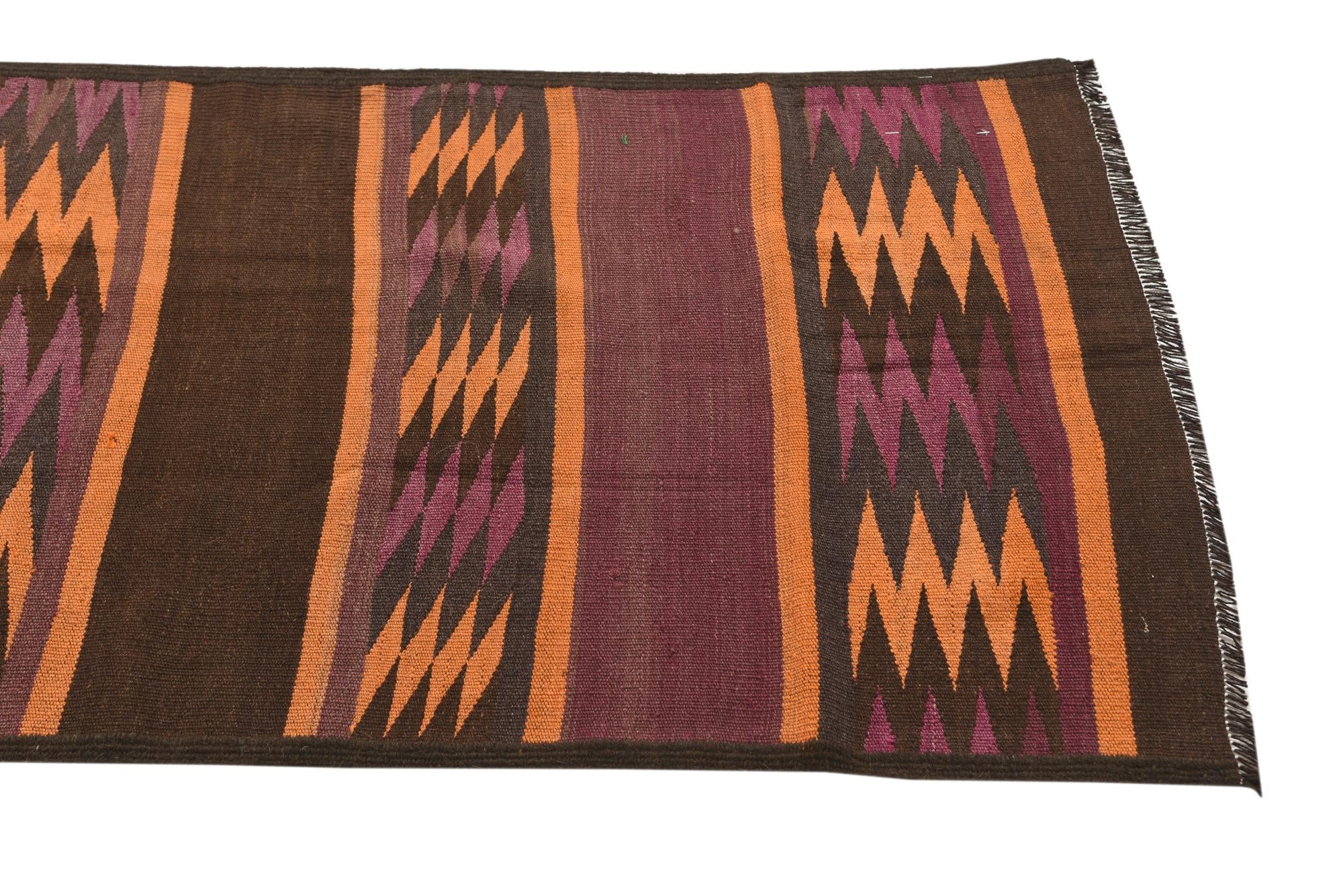 2' 5 x 10' 4 Hand Woven Kilim Fars Wool Runner Rug