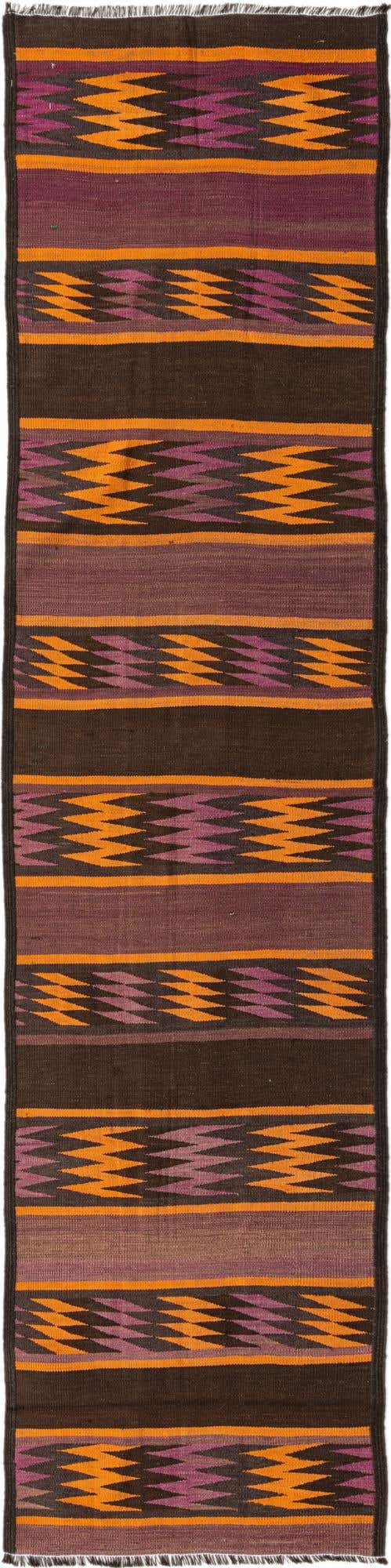 2' 5 x 10' 4 Hand Woven Kilim Fars Wool Runner Rug