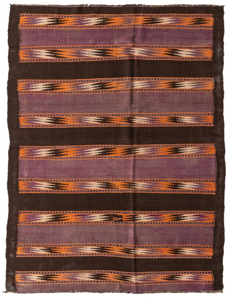 Detail image of 4' 7 x 11' 8 Hand Woven Kilim Fars Wool Runner Rug