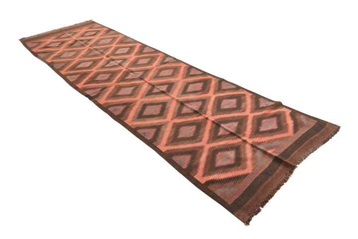 3' 8 x 11' 7 Hand Woven Kilim Fars Wool Runner Rug