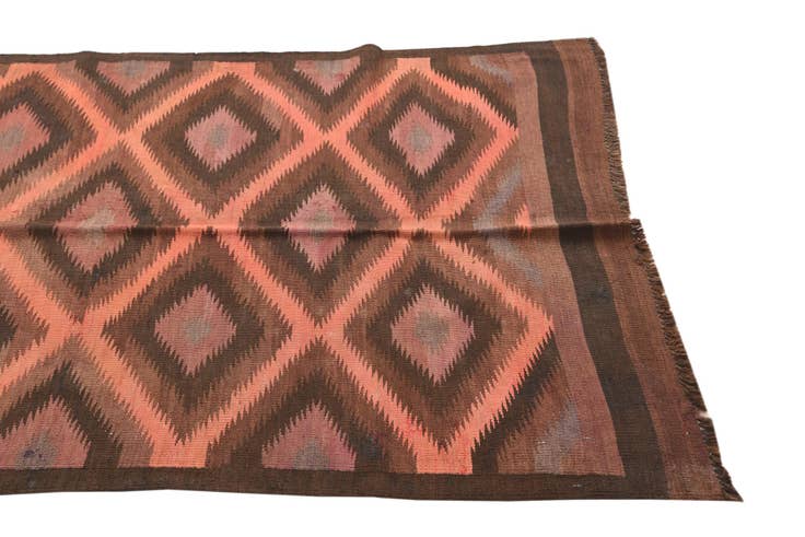 Detail image of 3' 8 x 11' 7 Hand Woven Kilim Fars Wool Runner Rug