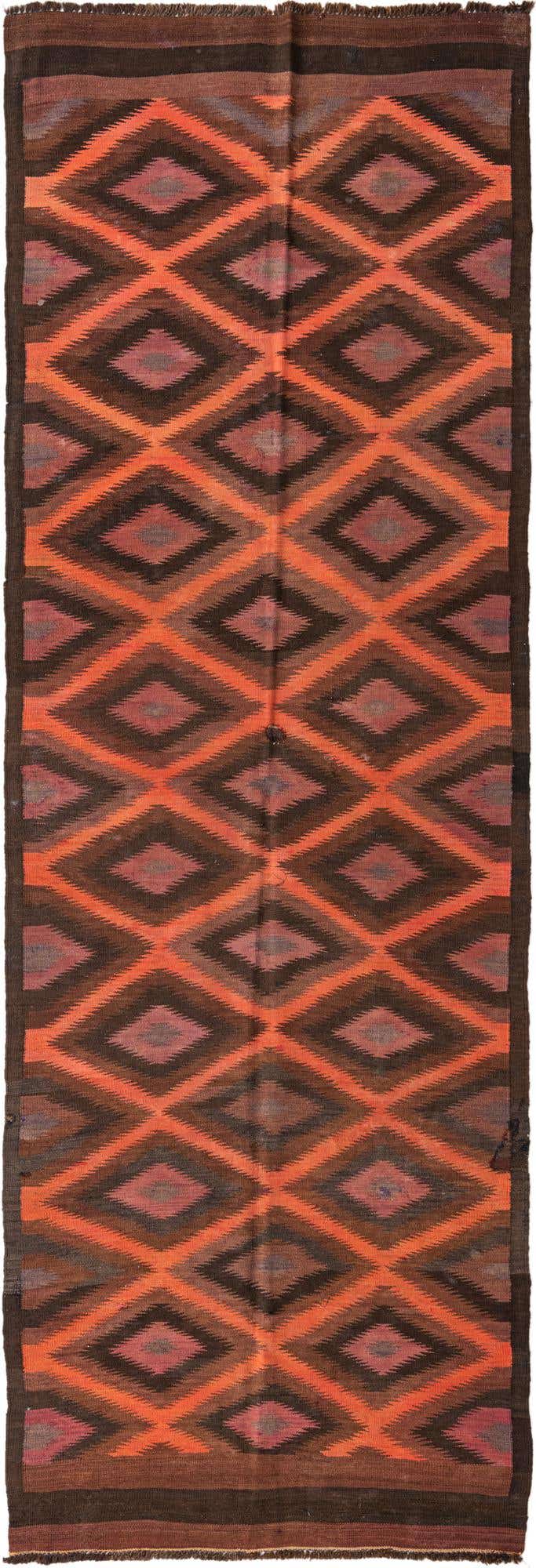 3' 8 x 11' 7 Hand Woven Kilim Fars Wool Runner Rug