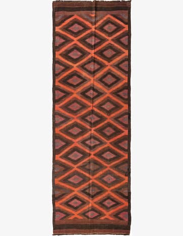 3' 8 x 11' 7 Hand Woven Kilim Fars Wool Runner Rug