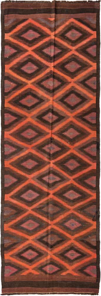 3' 8 x 11' 7 Hand Woven Kilim Fars Wool Runner Rug