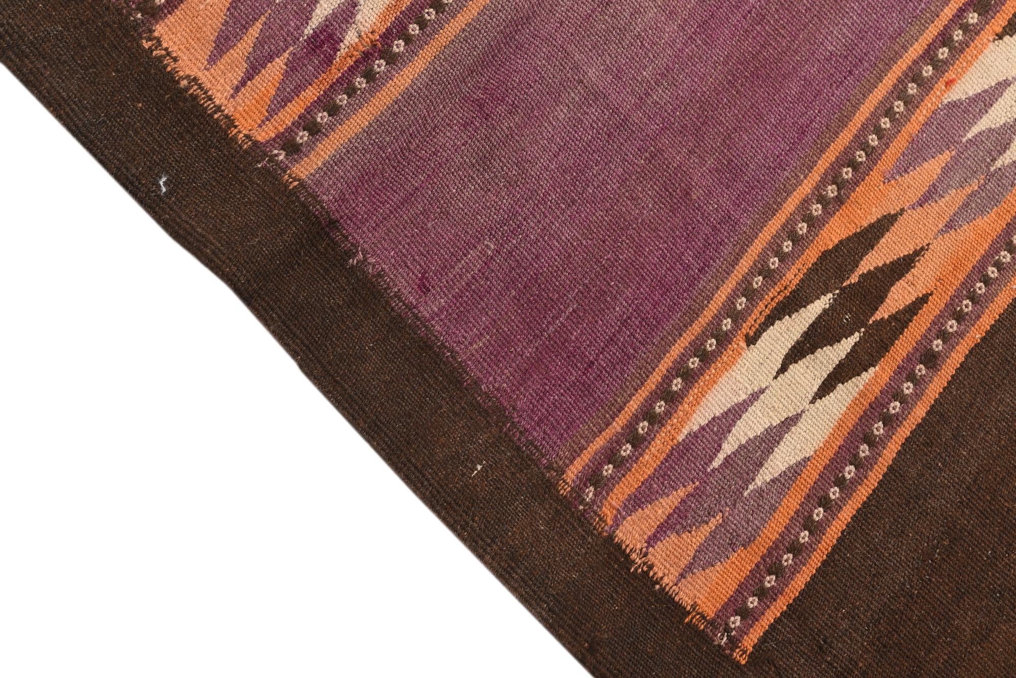 4' 4 x 12' 3 Hand Woven Kilim Fars Wool Runner Rug