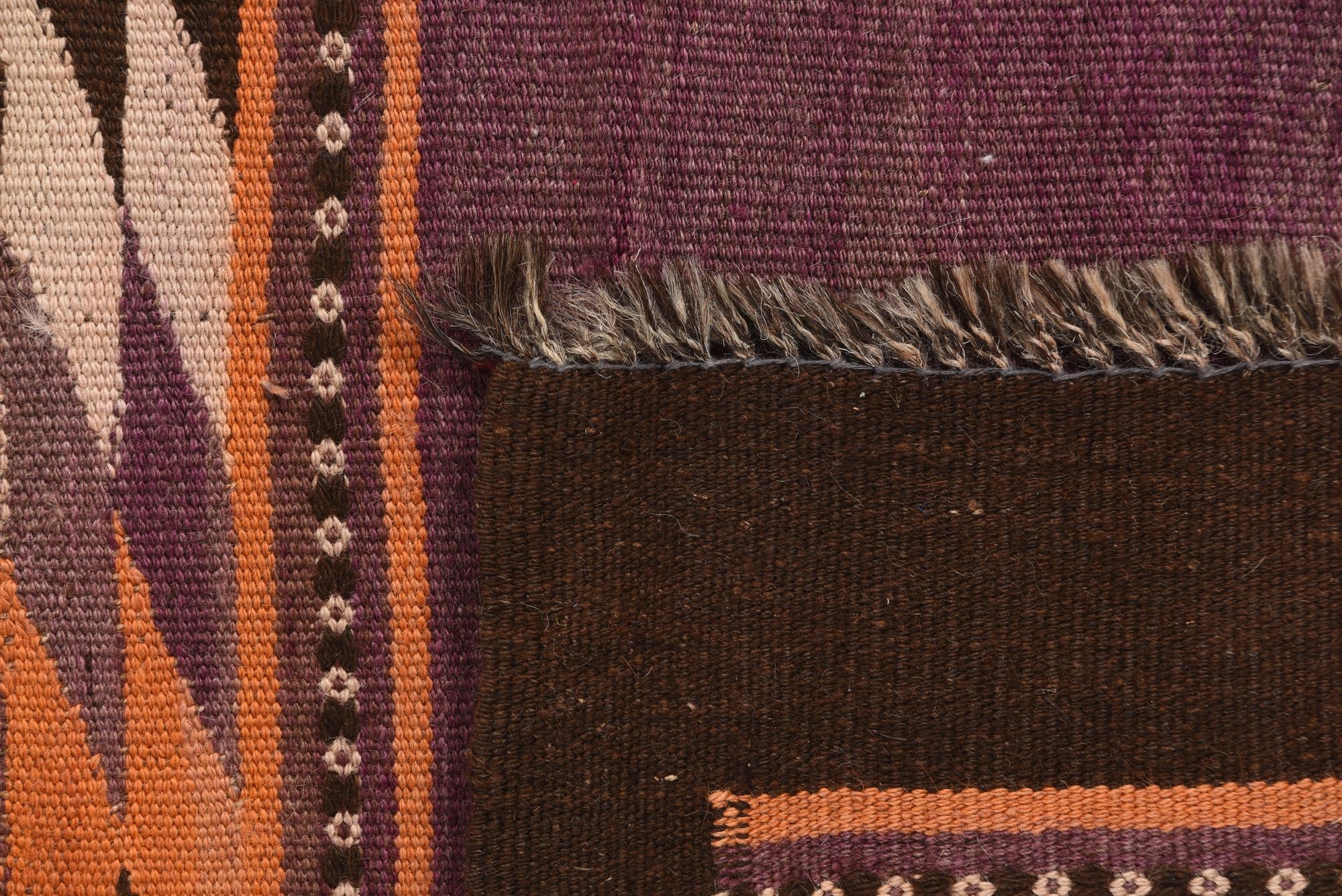 4' 4 x 12' 3 Hand Woven Kilim Fars Wool Runner Rug
