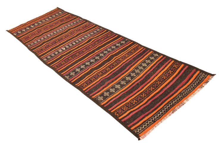 Detail image of 2' 8 x 8' 3 Hand Woven Kilim Fars Wool Runner Rug