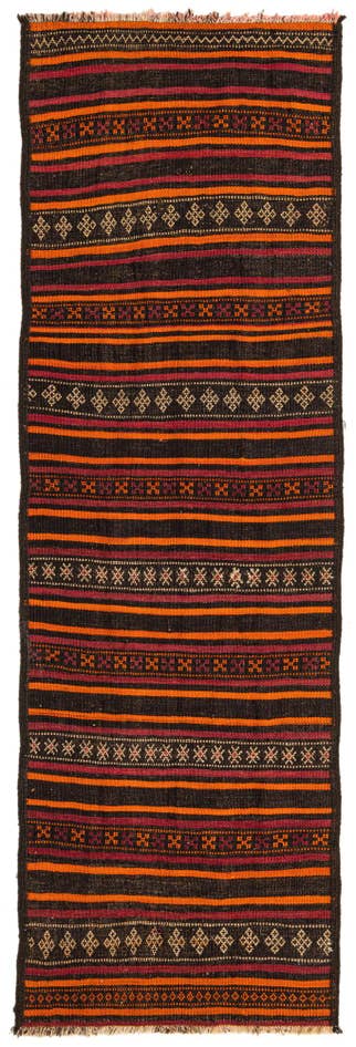 Detail image of 2' 8 x 8' 3 Hand Woven Kilim Fars Wool Runner Rug