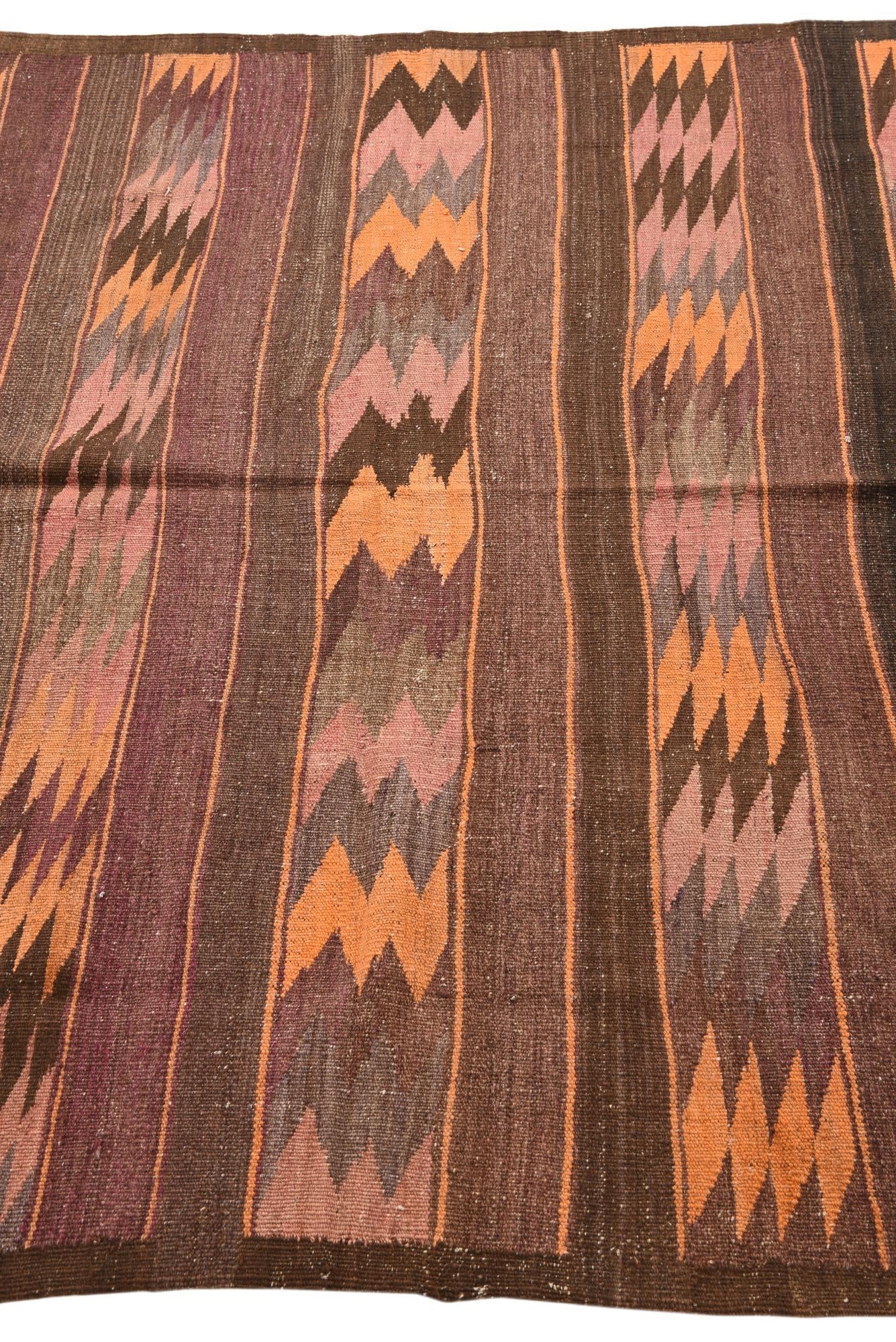 4' 10 x 12' 8 Hand Woven Kilim Fars Wool Runner Rug