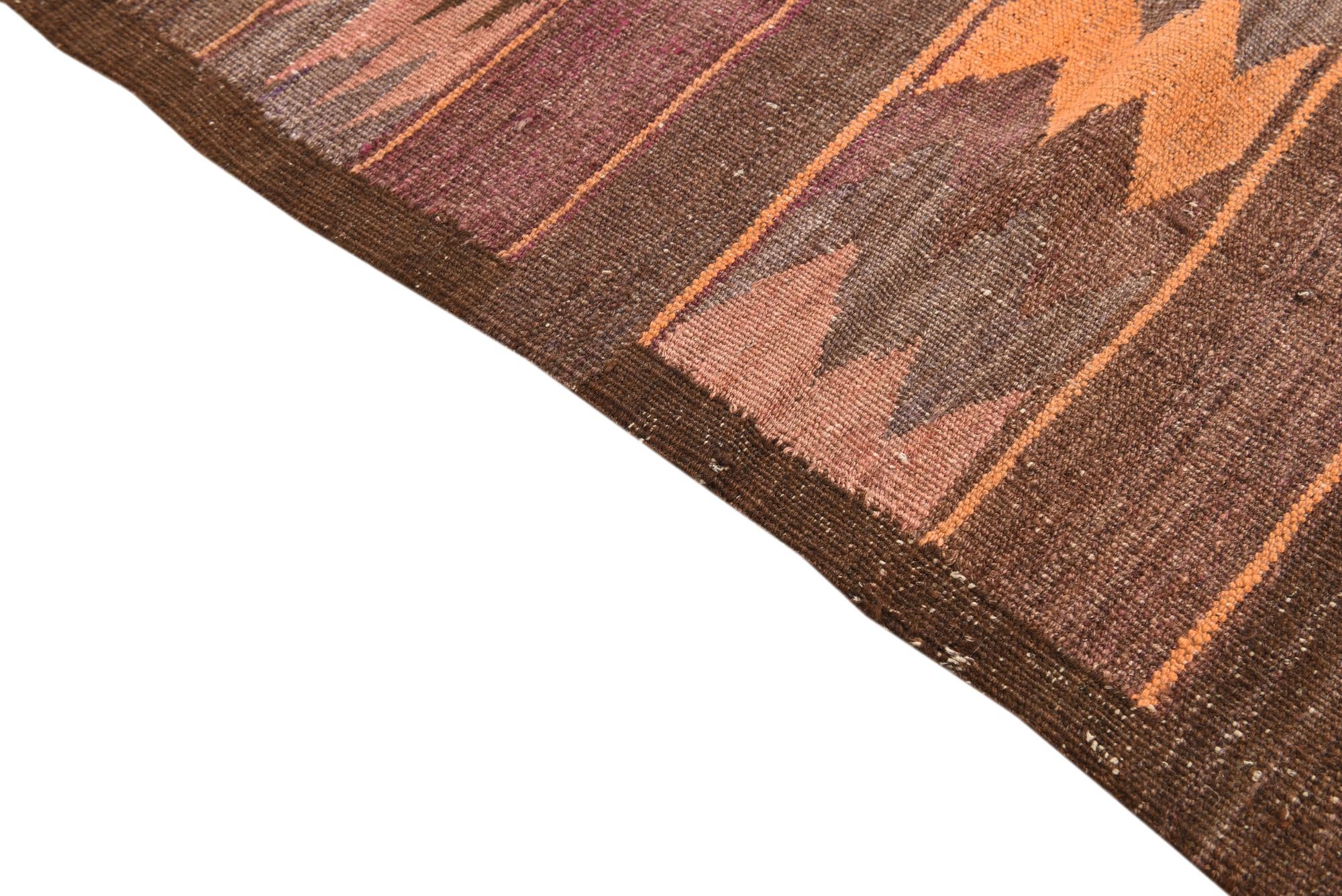 4' 10 x 12' 8 Hand Woven Kilim Fars Wool Runner Rug