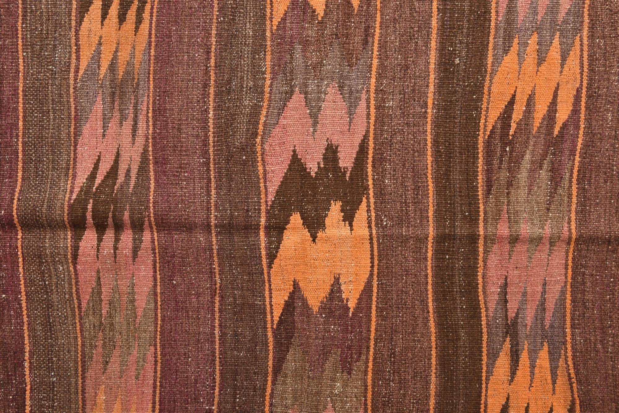 4' 10 x 12' 8 Hand Woven Kilim Fars Wool Runner Rug