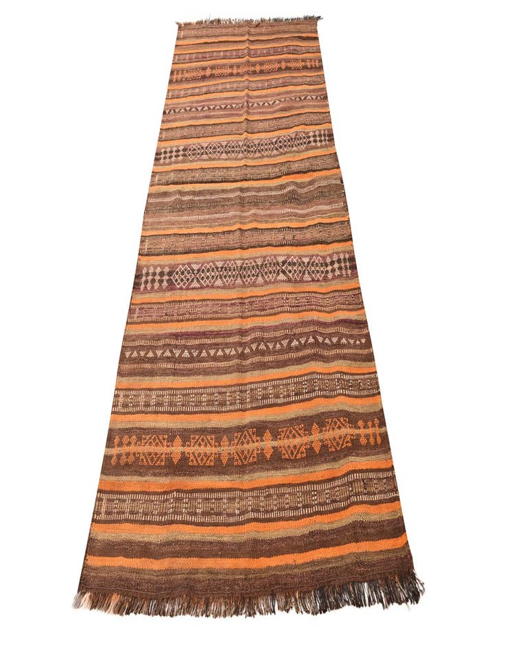 Detail image of 3' 9 x 8' 10  Hand Woven Kilim Fars Wool Runner Rug