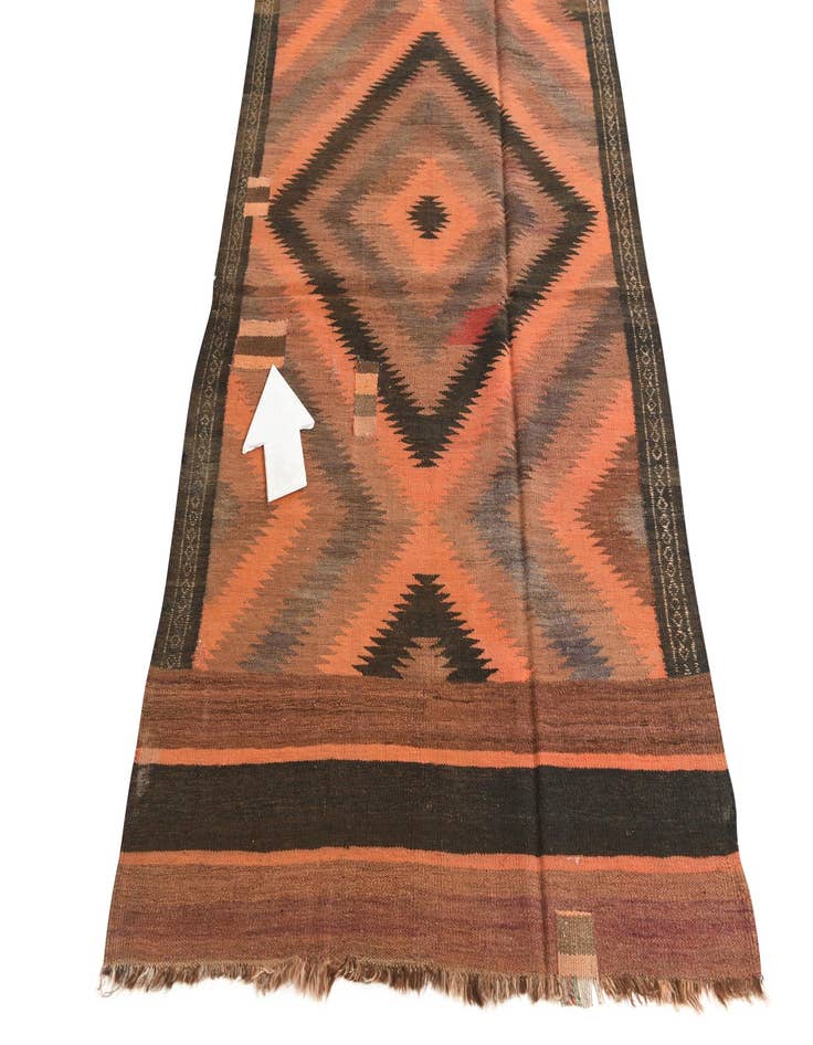 Detail image of 4' x 10' 8  Hand Woven Kilim Fars Wool Runner Rug