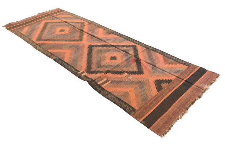 Detail image of 4' x 10' 8 Hand Woven Kilim Fars Wool Runner Rug
