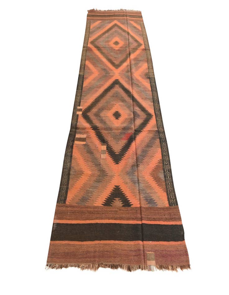 Detail image of 4' x 10' 8  Hand Woven Kilim Fars Wool Runner Rug