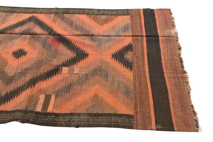 Detail image of 4' x 10' 8 Hand Woven Kilim Fars Wool Runner Rug