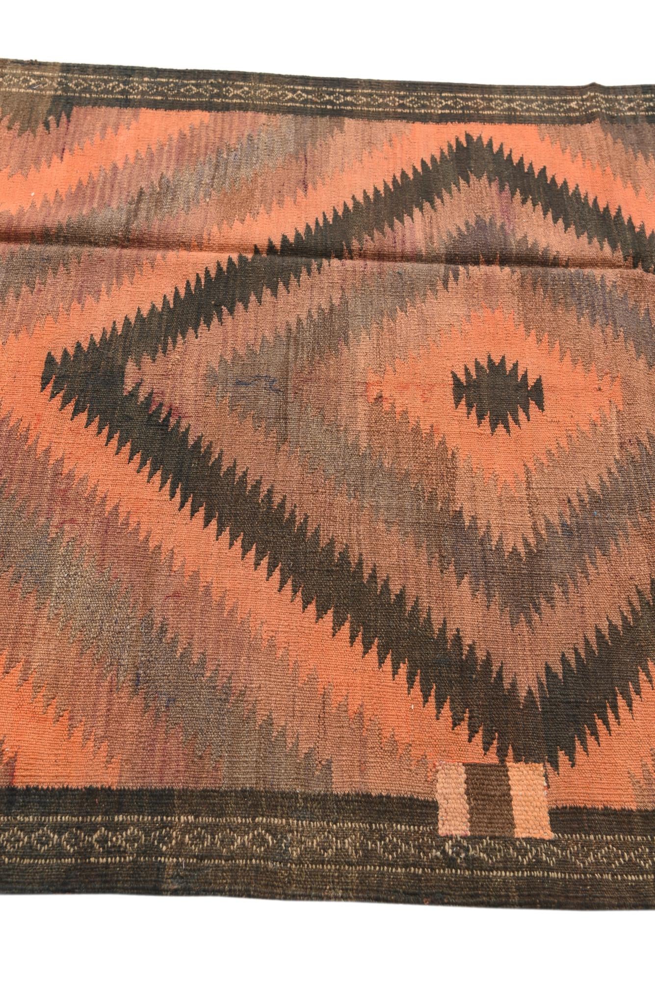 4' x 10' 8 Hand Woven Kilim Fars Wool Runner Rug