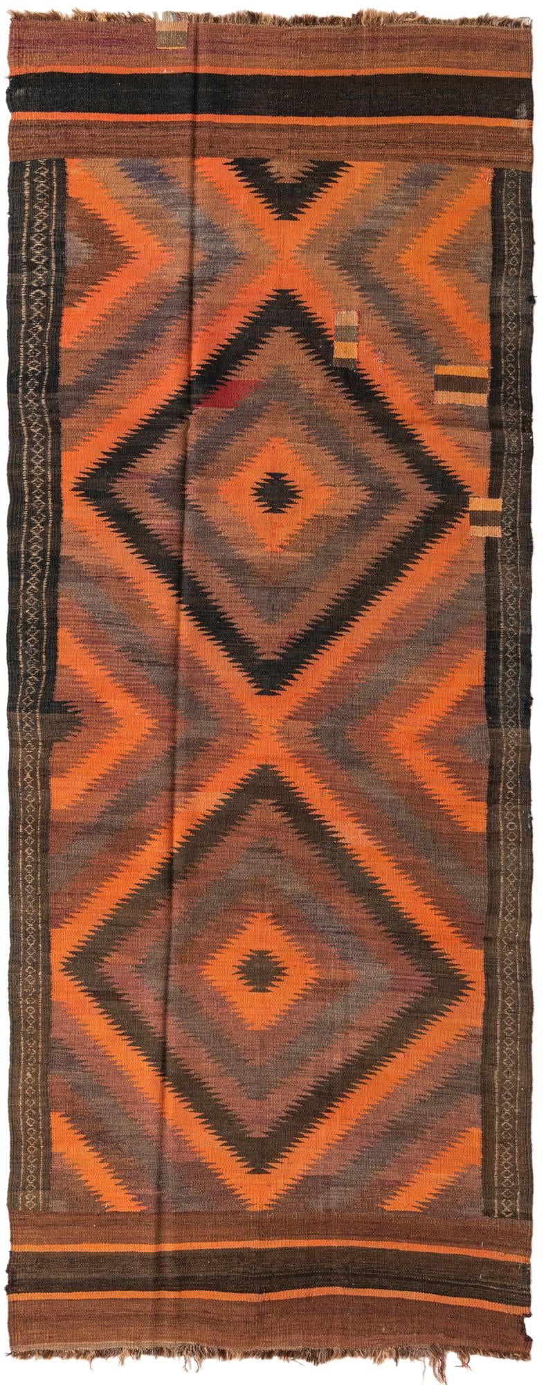 4' x 10' 8 Hand Woven Kilim Fars Wool Runner Rug