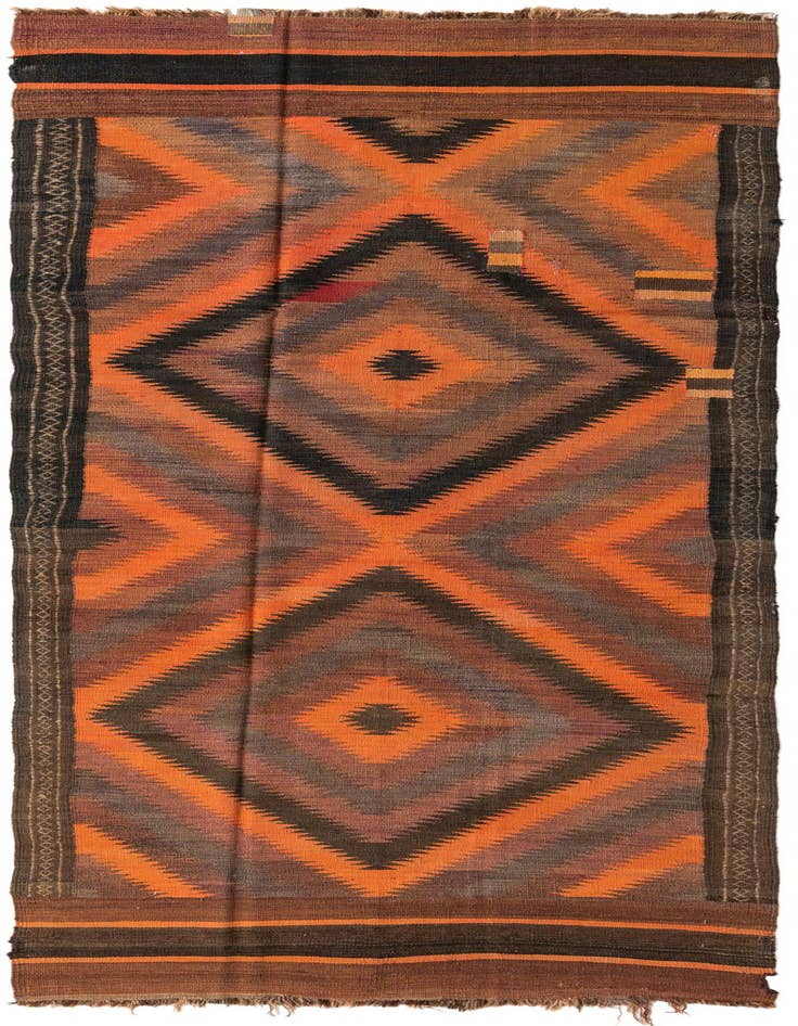 Detail image of 4' x 10' 8 Hand Woven Kilim Fars Wool Runner Rug