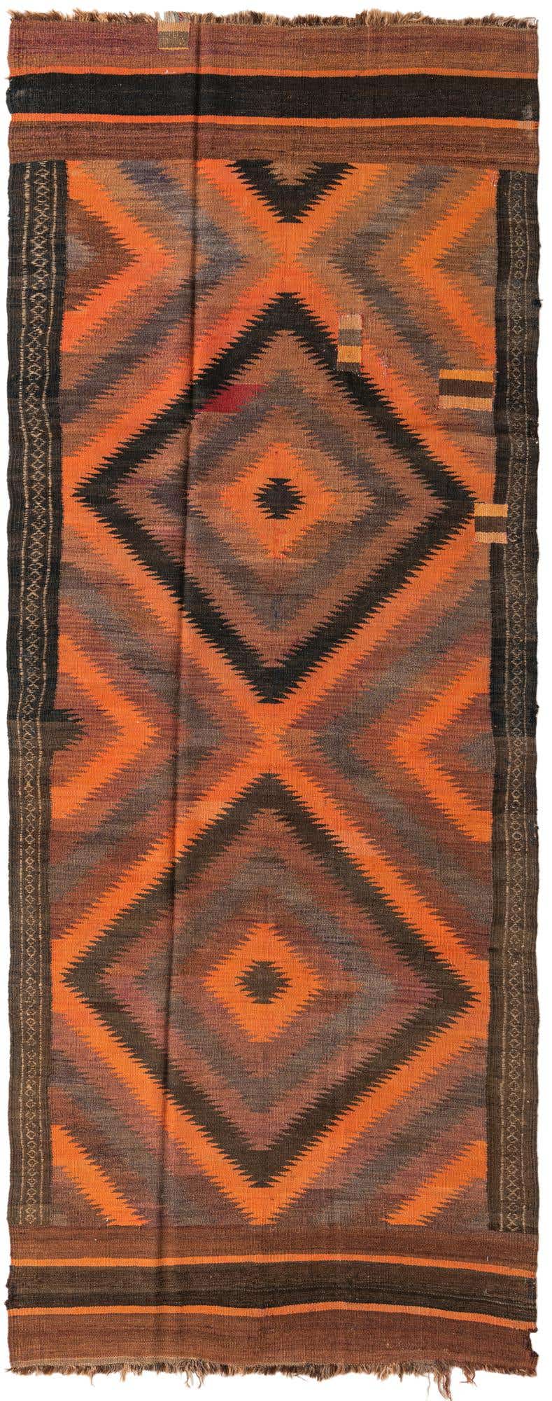 4' x 10' 8 Hand Woven Kilim Fars Wool Runner Rug