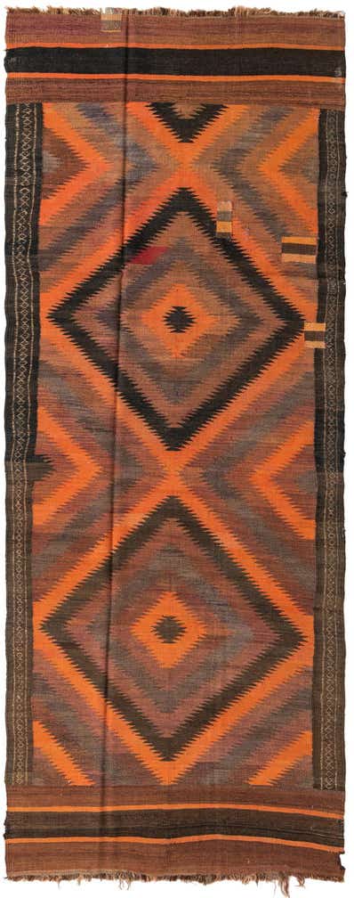 4' x 10' 8 Hand Woven Kilim Fars Wool Runner Rug