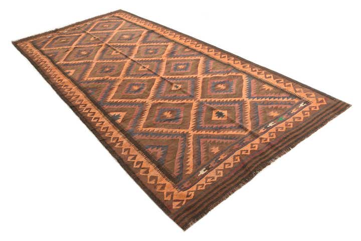 5' 5 x 11' 5 Hand Woven Kilim Fars Wool Runner Rug