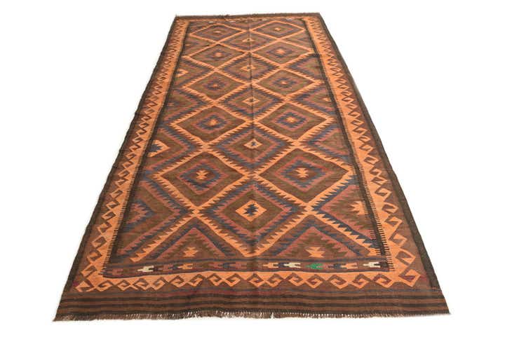 5' 5 x 11' 5 Hand Woven Kilim Fars Wool Runner Rug