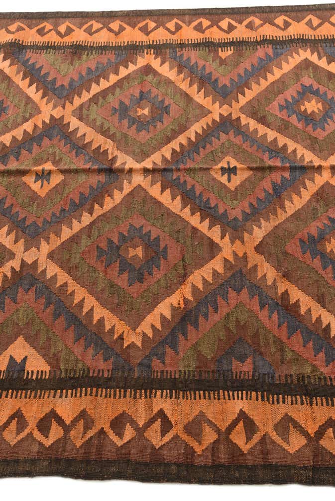 5' 5 x 11' 5 Hand Woven Kilim Fars Wool Runner Rug