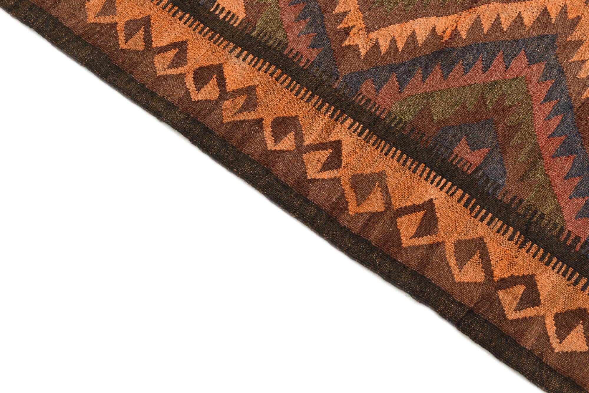 5' 5 x 11' 5 Hand Woven Kilim Fars Wool Runner Rug