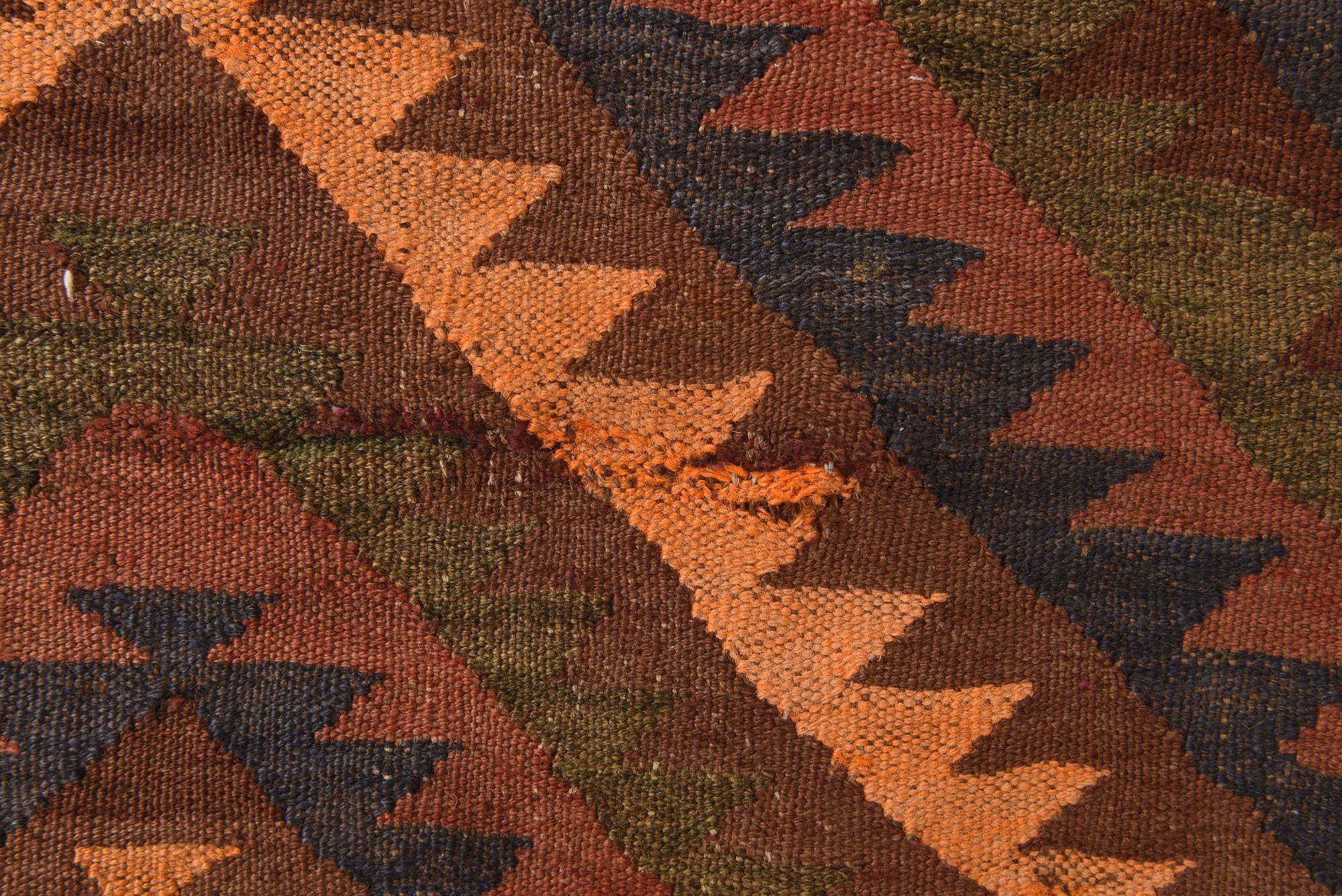 5' 5 x 11' 5 Hand Woven Kilim Fars Wool Runner Rug