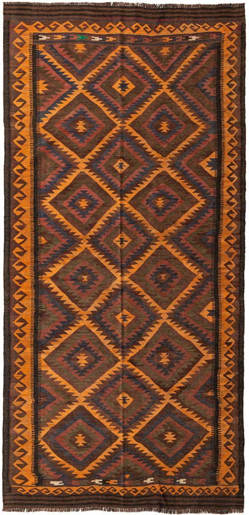 5' 5 x 11' 5 Hand Woven Kilim Fars Wool Runner Rug