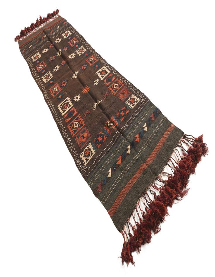 Detail image of 3' 2 x 10' 7  Hand Woven Kilim Fars Wool Runner Rug