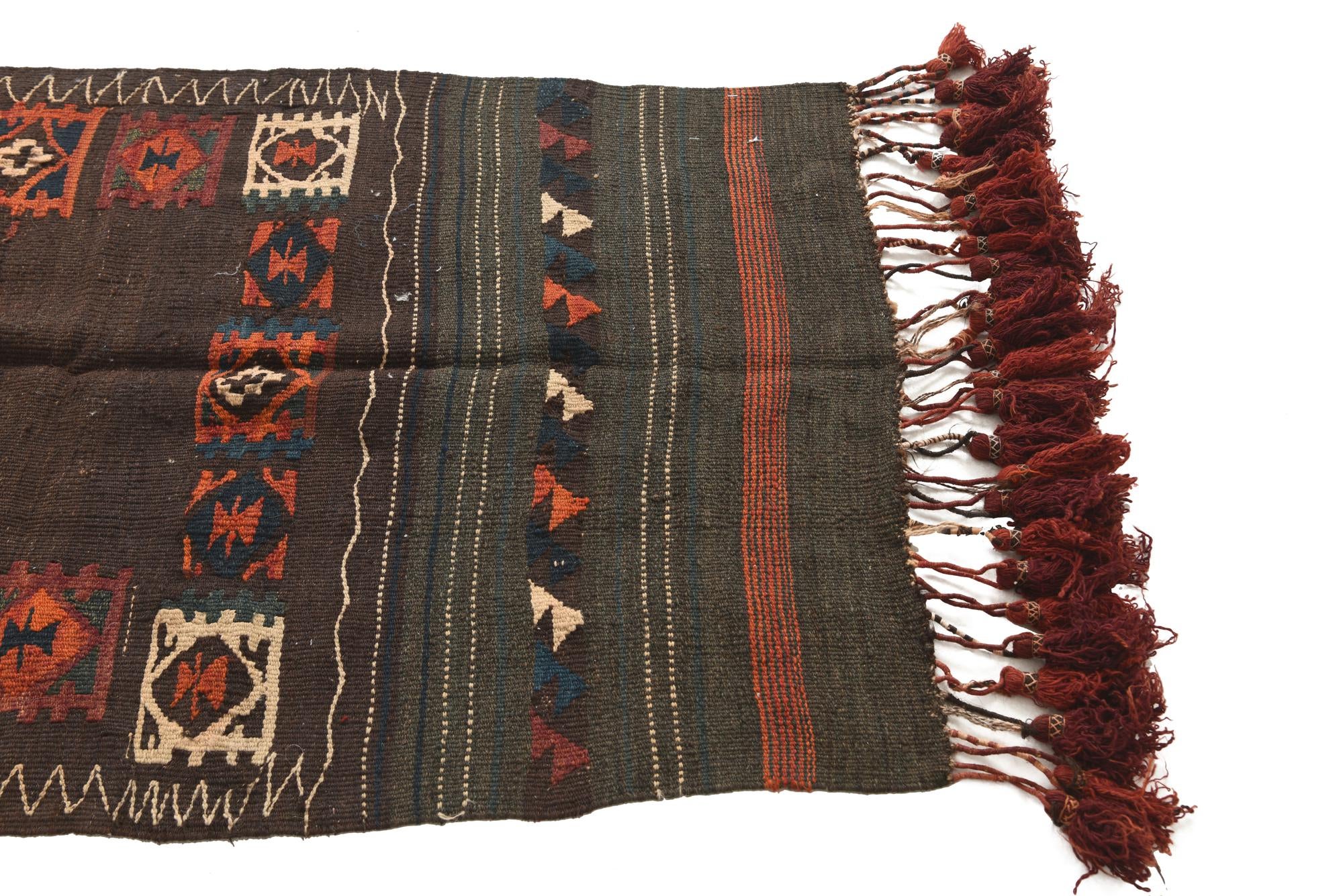 3' 2 x 10' 7 Hand Woven Kilim Fars Wool Runner Rug