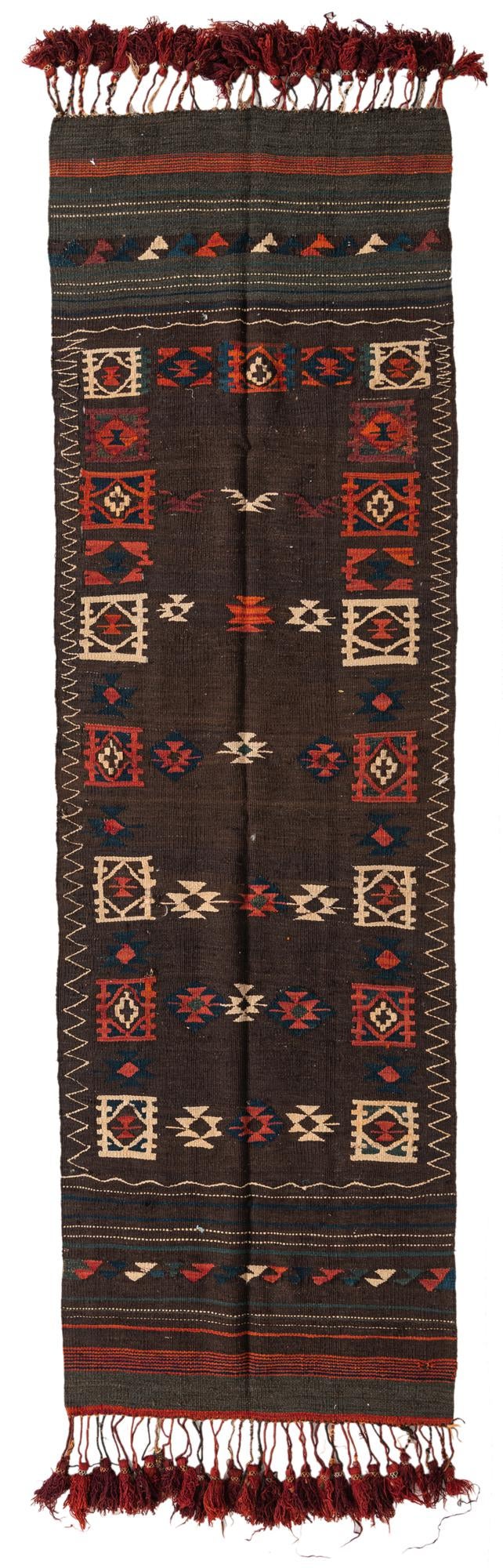 3' 2 x 10' 7 Hand Woven Kilim Fars Wool Runner Rug