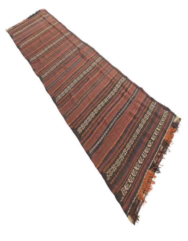 Detail image of 3' 6 x 12' 1 Hand Woven Kilim Fars Wool Runner Rug