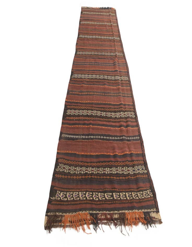Detail image of 3' 6 x 12' 1 Hand Woven Kilim Fars Wool Runner Rug