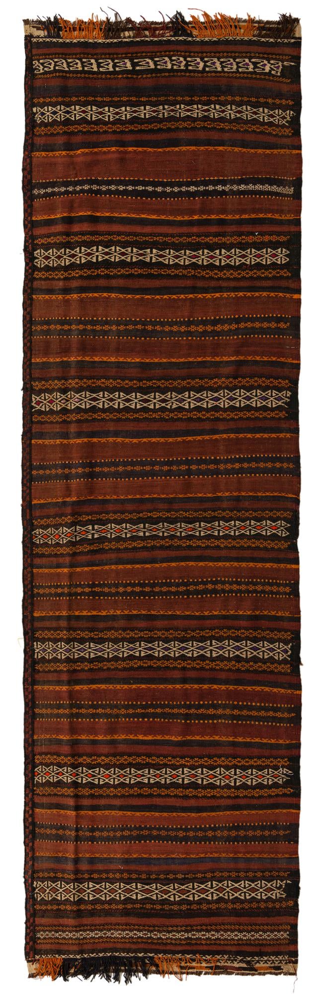 3' 6 x 12' 1 Hand Woven Kilim Fars Wool Runner Rug