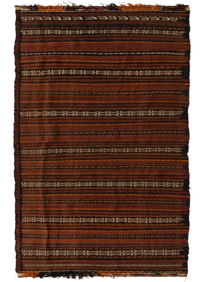 3' 6 x 12' 1 Hand Woven Kilim Fars Wool Runner Rug