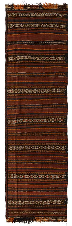 Detail image of 3' 6 x 12' 1 Hand Woven Kilim Fars Wool Runner Rug