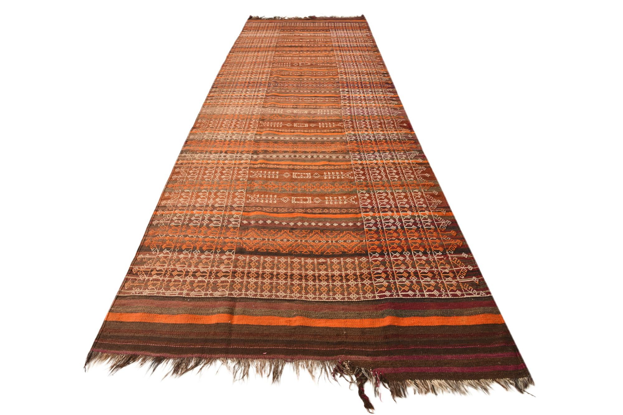 4' 8 x 15' Hand Woven Kilim Fars Wool Runner Rug