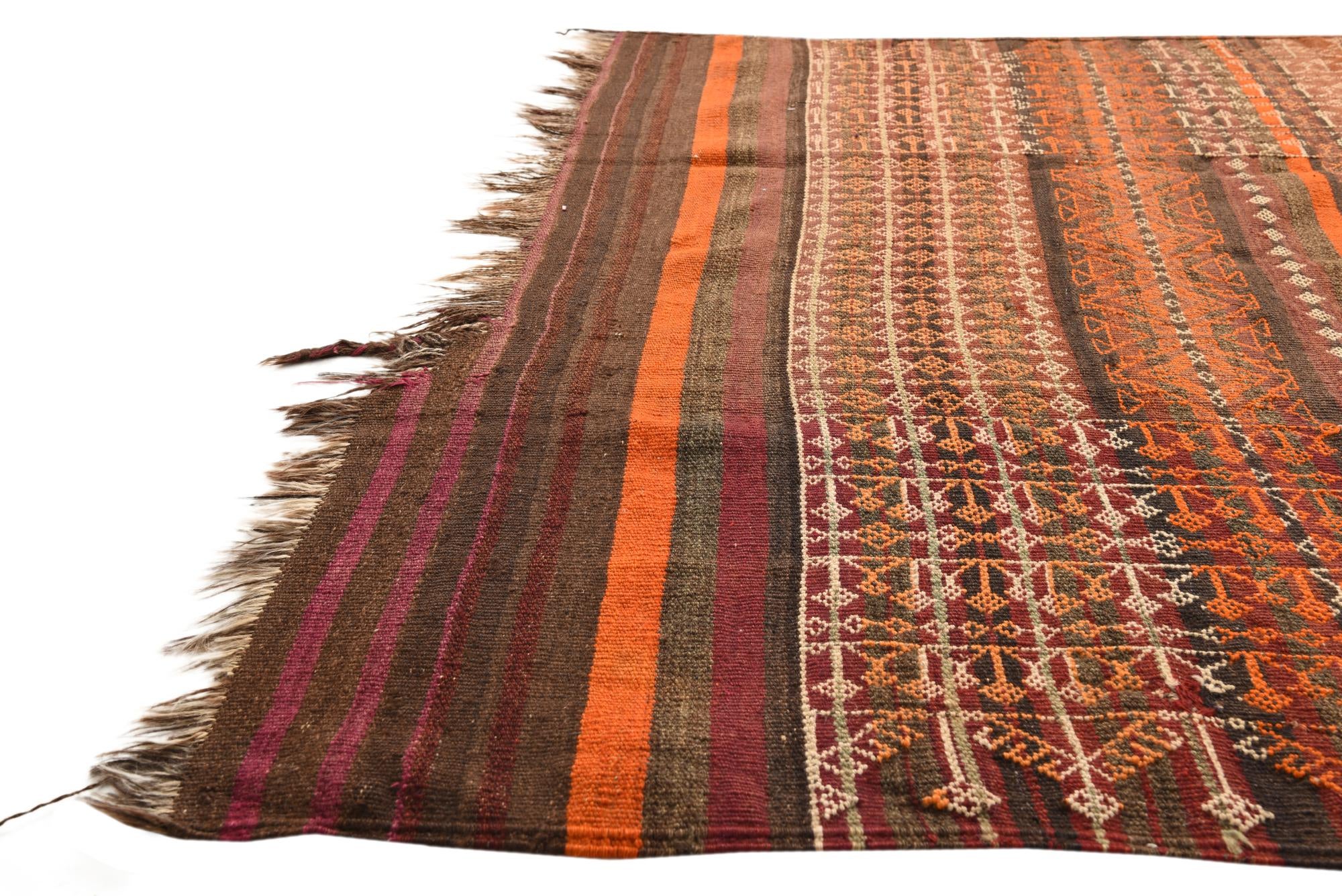 4' 8 x 15' Hand Woven Kilim Fars Wool Runner Rug