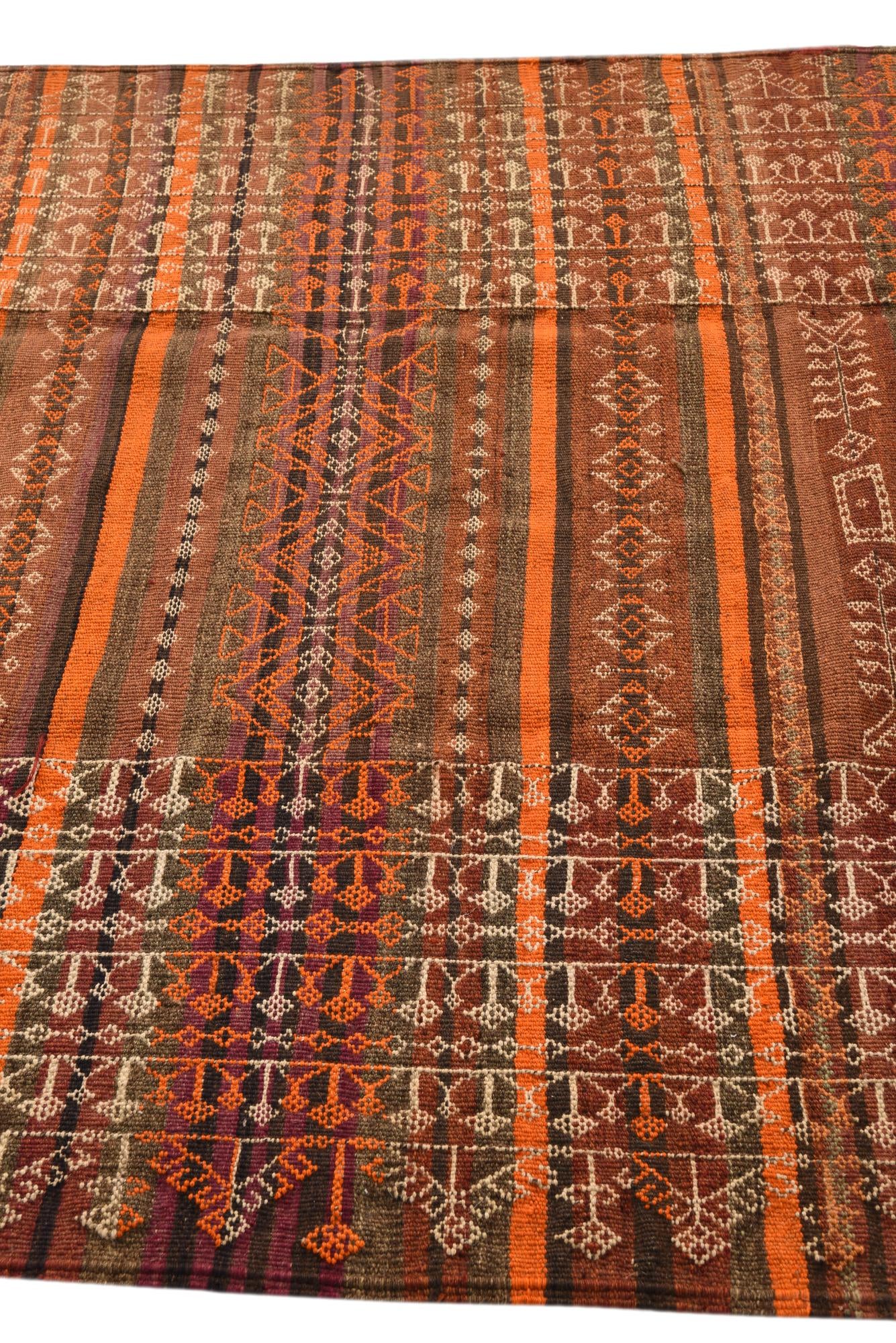 4' 8 x 15' Hand Woven Kilim Fars Wool Runner Rug
