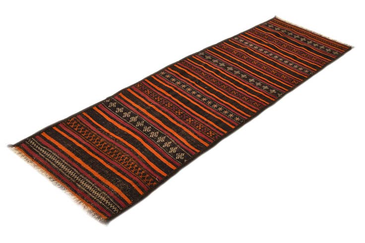 Detail image of 2' 5 x 8' Hand Woven Kilim Fars Wool Runner Rug