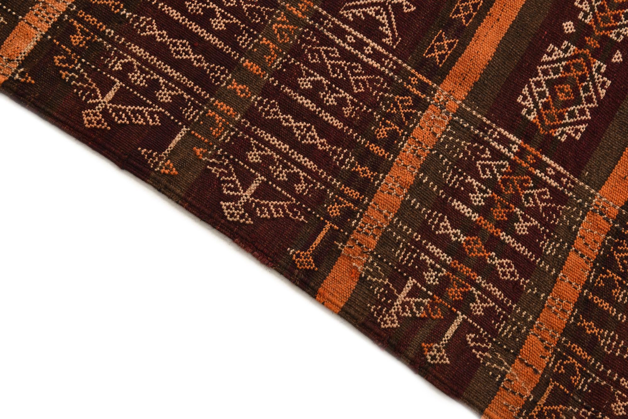 4' 1 x 12' Hand Woven Kilim Fars Wool Runner Rug