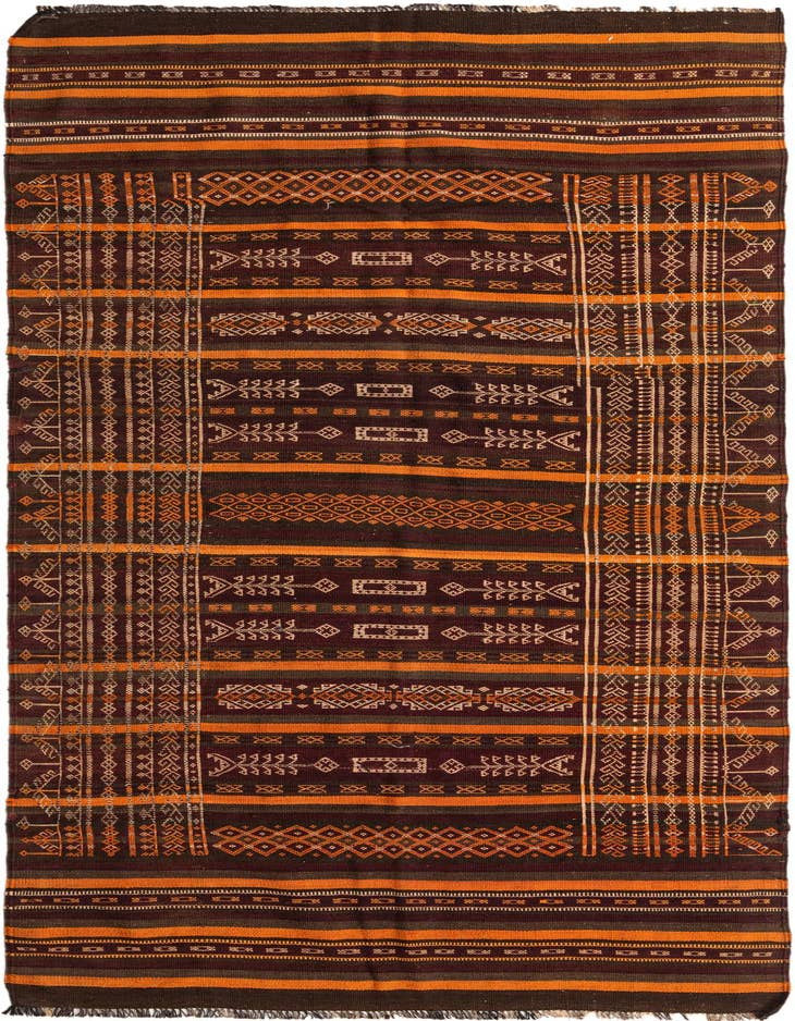 Detail image of 4' 1 x 12' Hand Woven Kilim Fars Wool Runner Rug