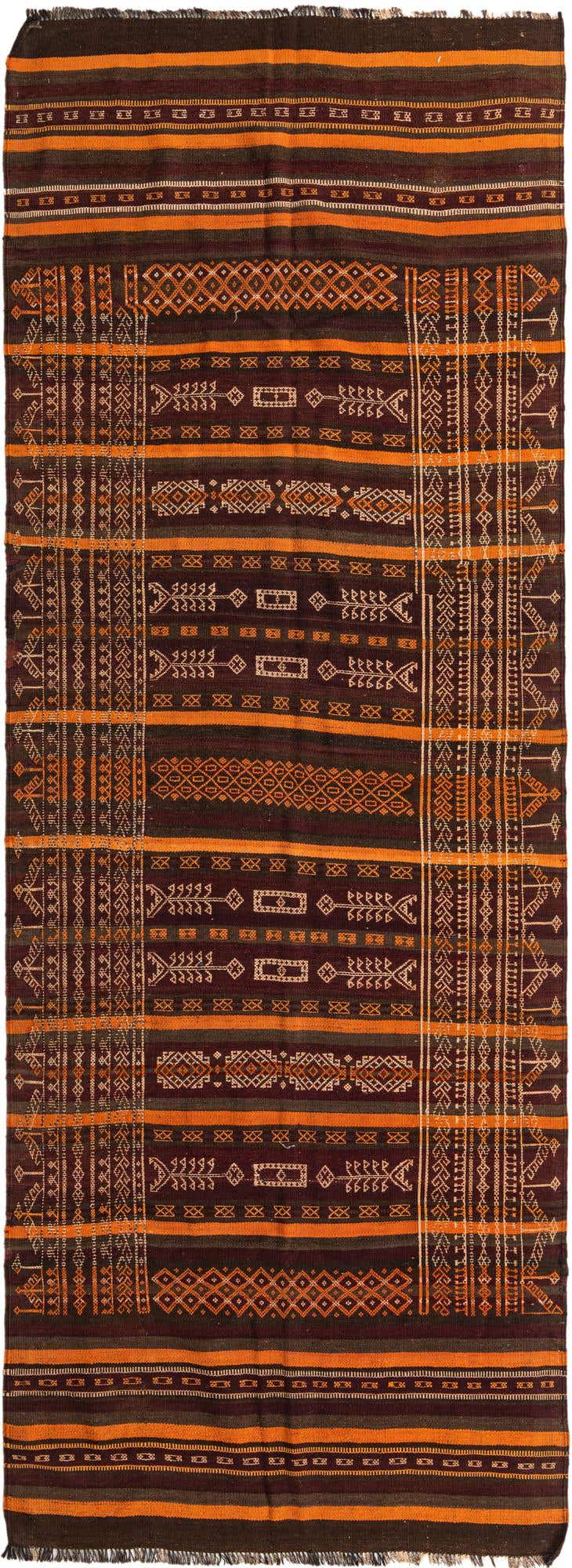 4' 1 x 12' Hand Woven Kilim Fars Wool Runner Rug