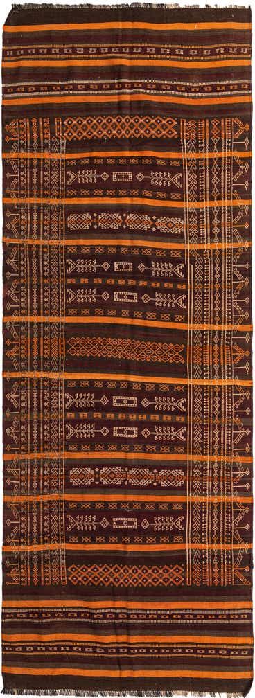 4' 1 x 12' Hand Woven Kilim Fars Wool Runner Rug