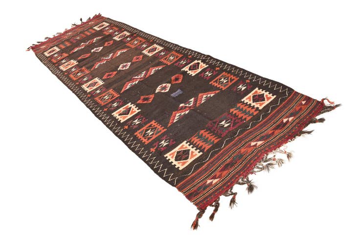 Detail image of 3' 3 x 10' 2 Hand Woven Kilim Fars Wool Runner Rug